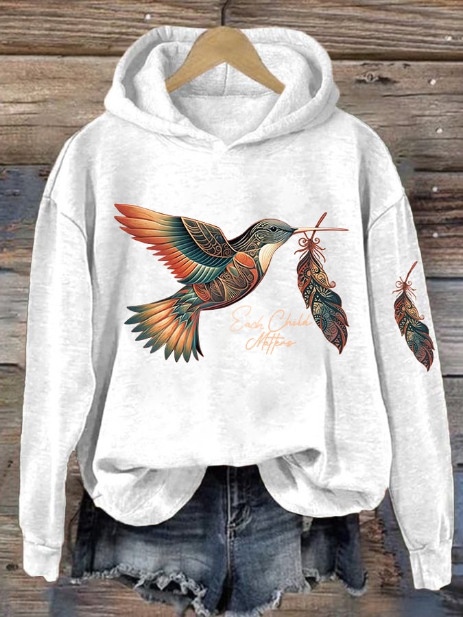 Women's Orange Shirt Day Printed Long Sleeve Hoodie