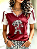 Women's Football Print V-Neck T-Shirt