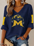 Women'S Football Print Waffle Top