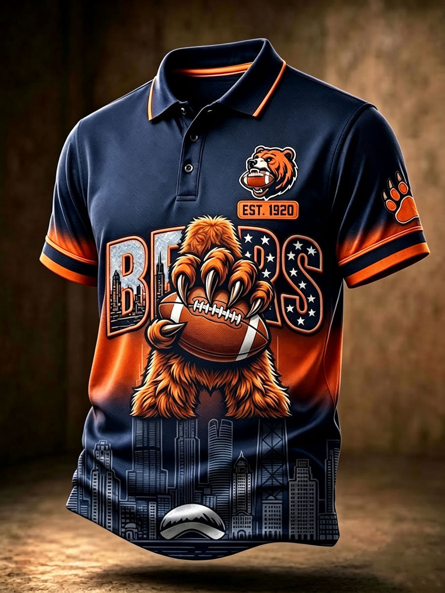 Men'S Football Fan Printed Short Sleeved Polo Shirt