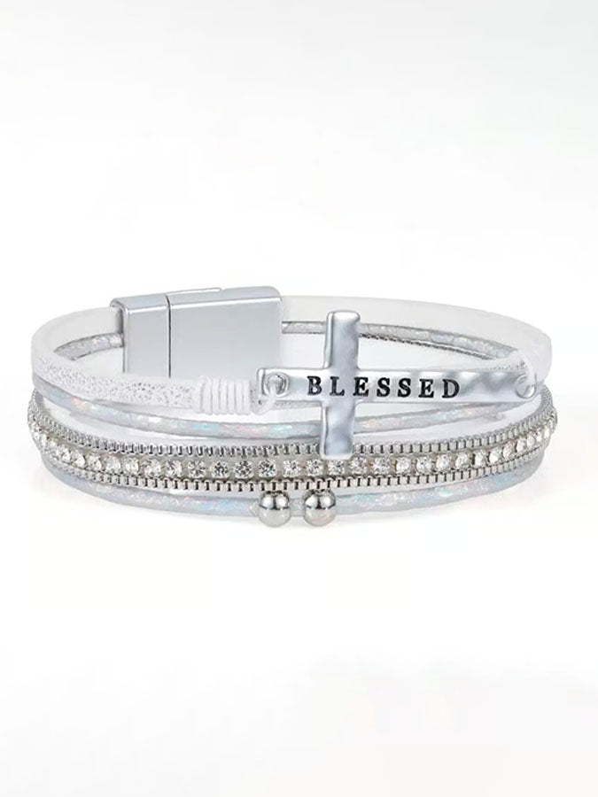 Breast Cancer Prevention And Control Propaganda Belief Cross Multi Layer Bracelet