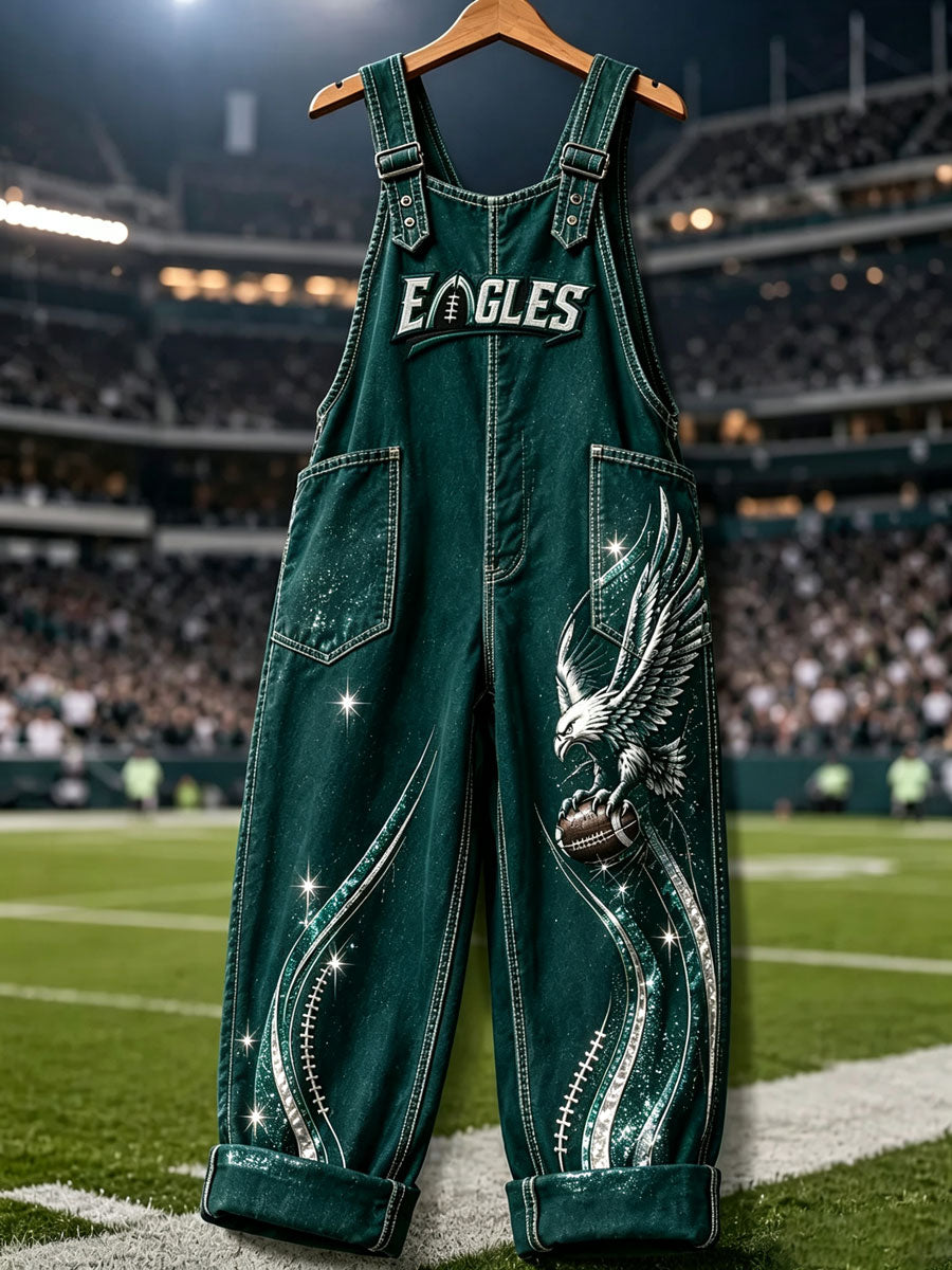 Women's Football Print Overalls