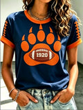 Women's Football Printed Short Sleeved T-Shirt