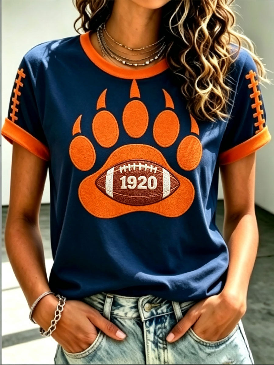 Women's Football Printed Short Sleeved T-Shirt