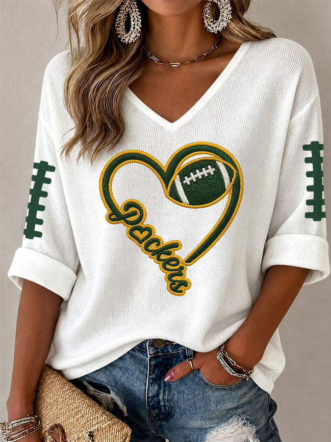 Women'S Football Print Waffle Top