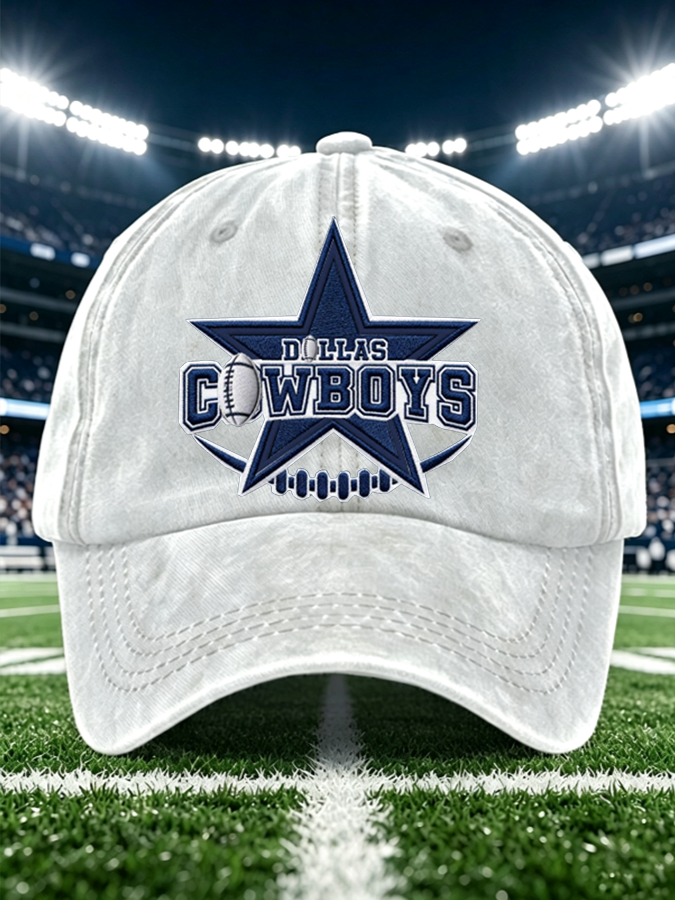 Unisex Football Print Washed Duckbill Cap