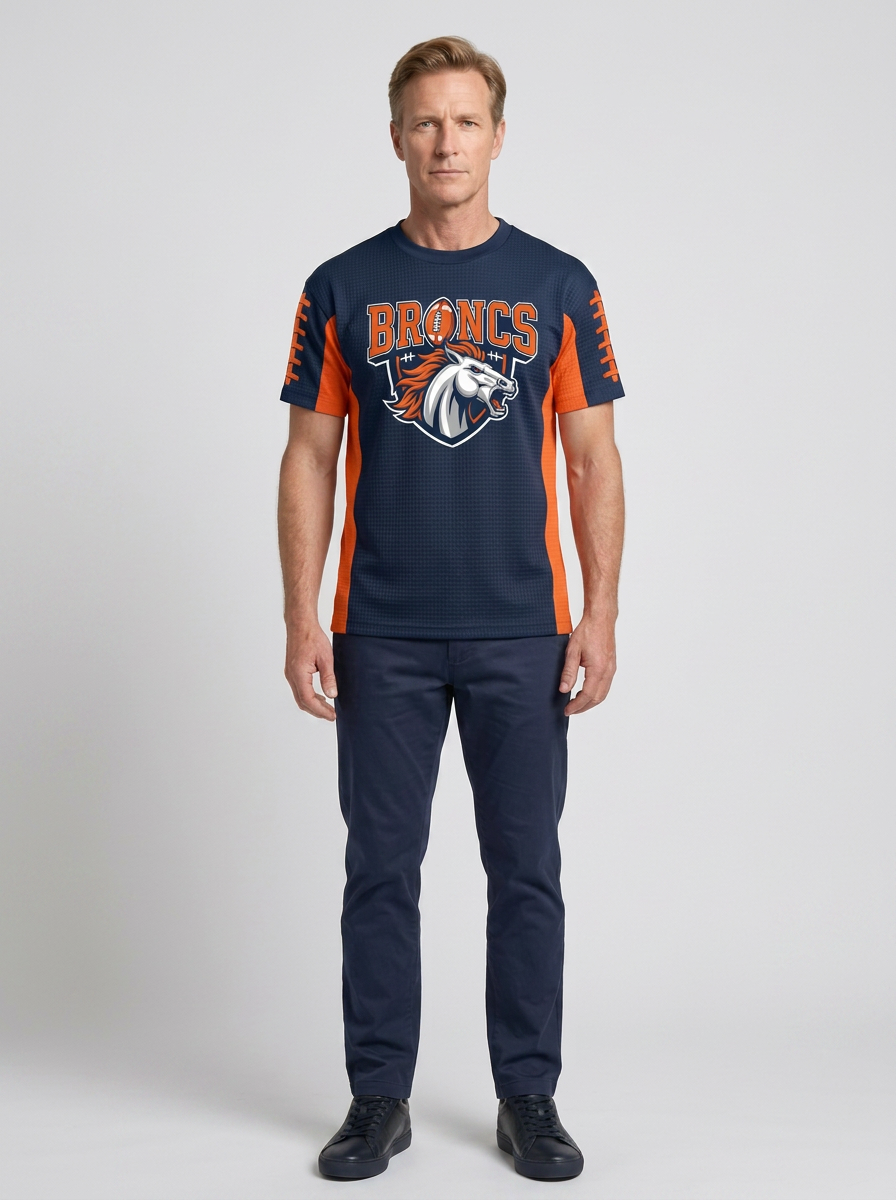 Men's Denver Football Fan Broncs Horse Logo Printed T-shirt