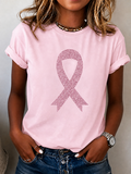 Women's Breast Cancer Awareness Print Casual T-Shirt