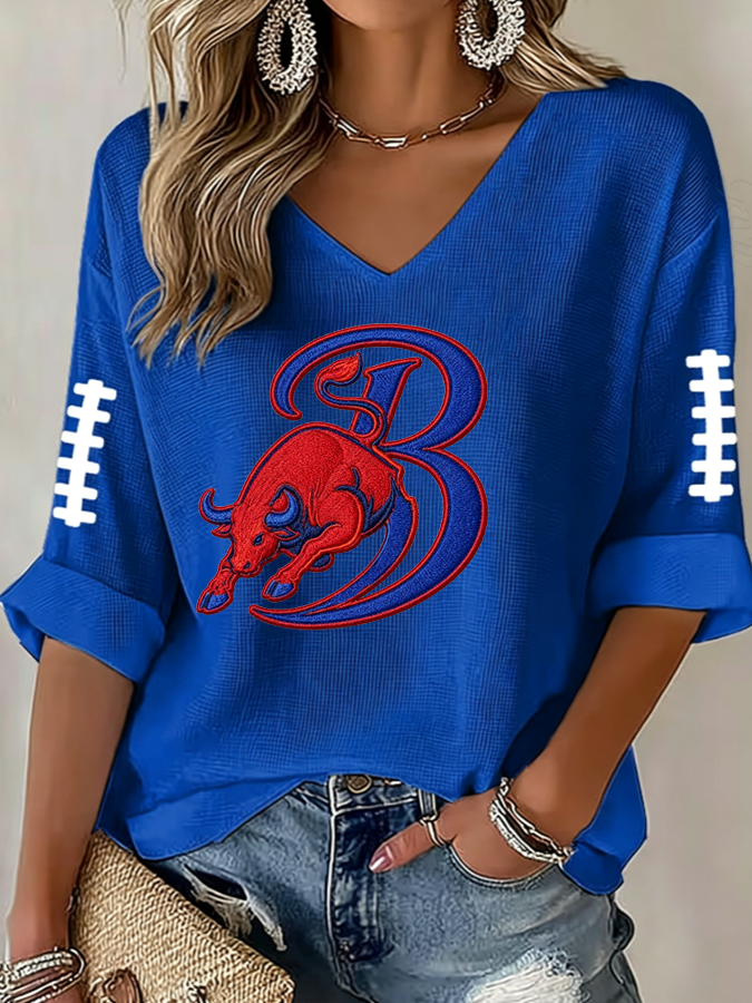 Women's Go Football Waffle Top