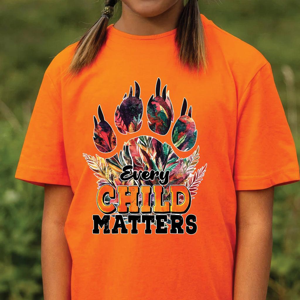 Every Child Matters Feathered Paw Print Orange Native American Unisex T-shirt/Hoodie/Sweatshirt