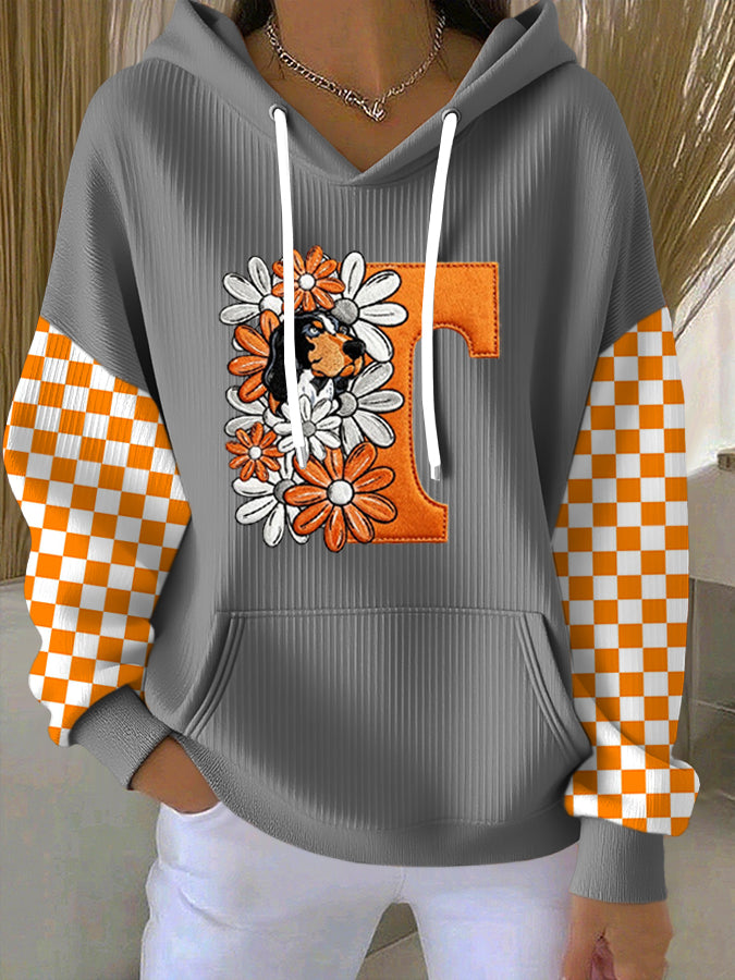 Women'S Football Print Hooded Sweatshirt