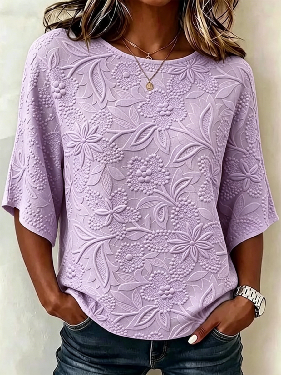 Women's Dark Pattern Cotton And Linen Floral Casual  Top