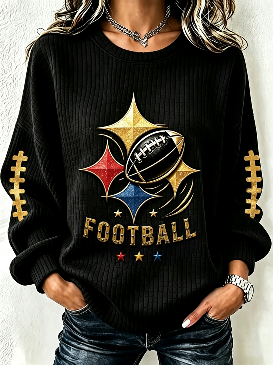 Women'S Football Printed Round Neck Sports Shirt