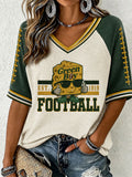 Women'S Football Print Waffle Top
