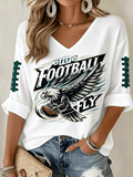 Women'S Football Printed Waffle Top