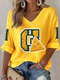 Women'S Football Print Waffle Top