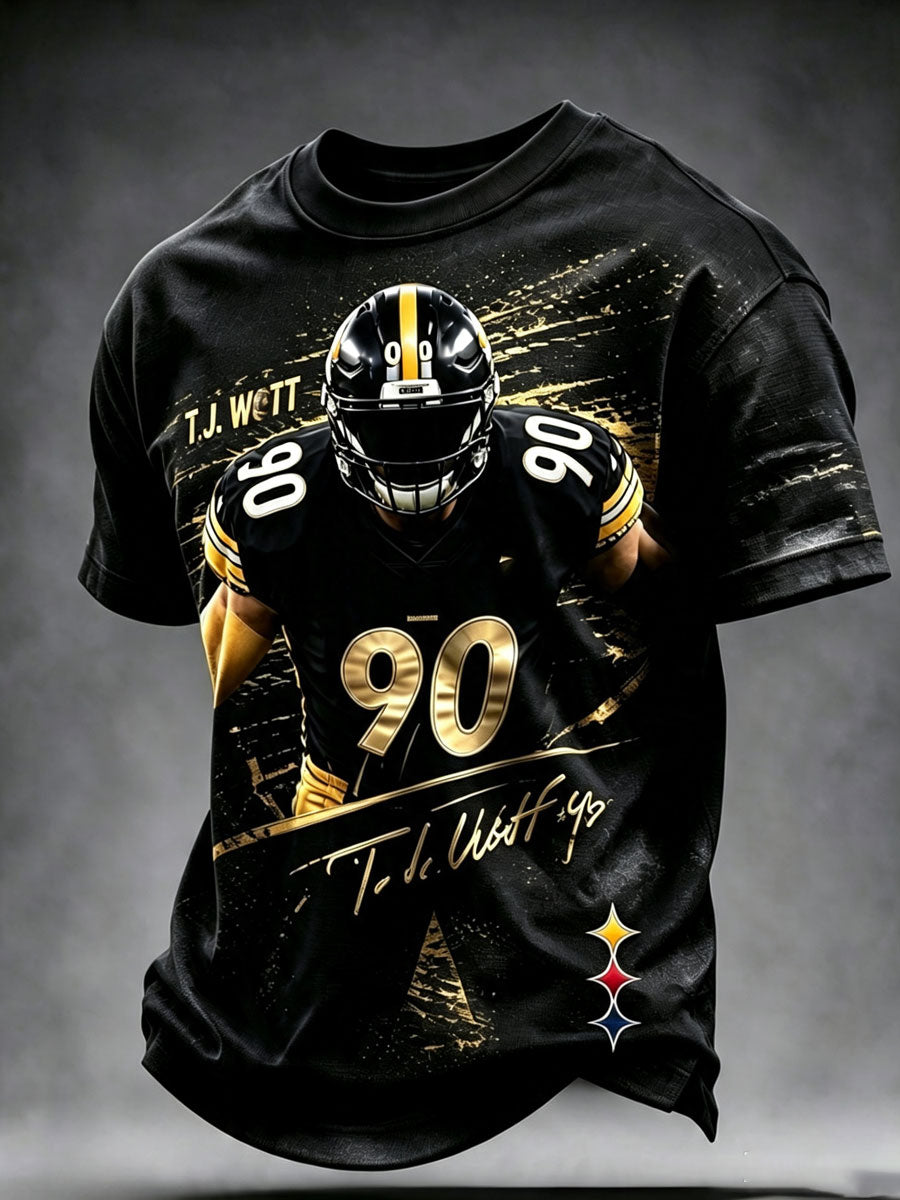 Men's Football printed short sleeved T-shirt