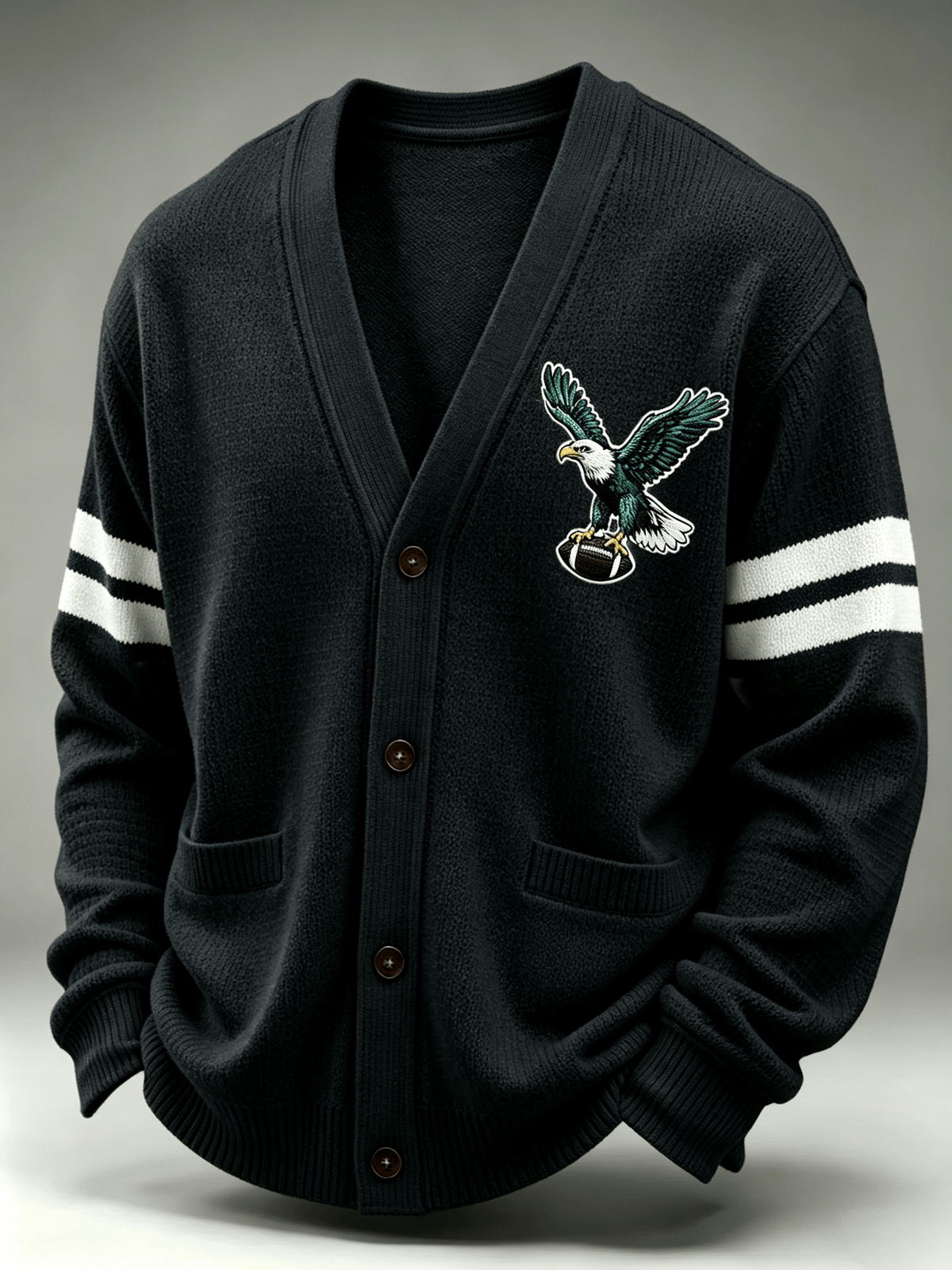 Men'S Casual Football Printed Cardigan