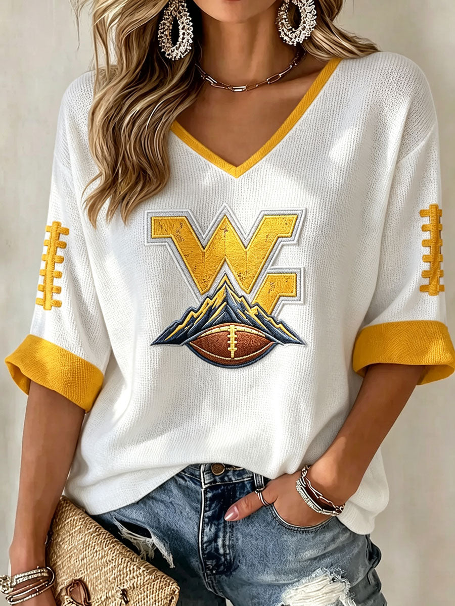 Women'S Football Print Waffle Top