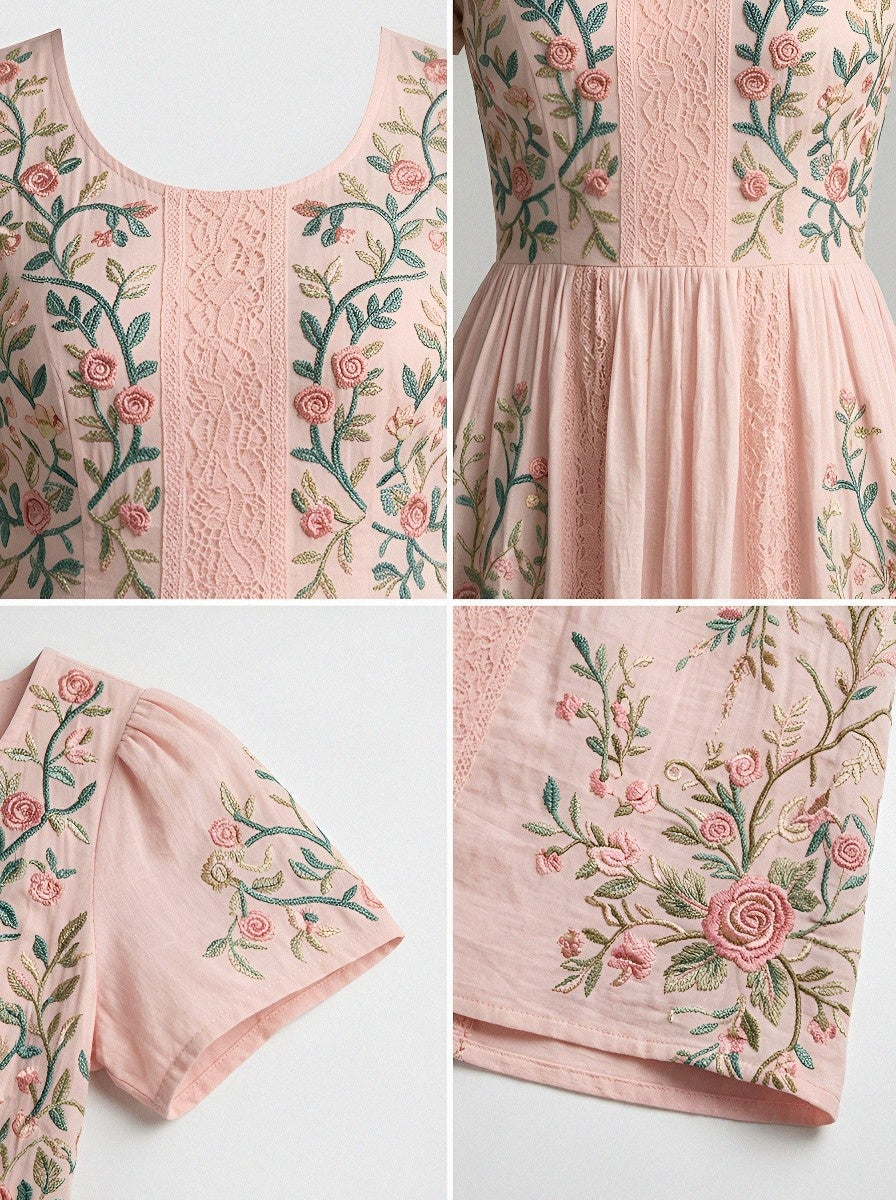 Women's Breast Cancer Awareness Floral Rose Printed Dress