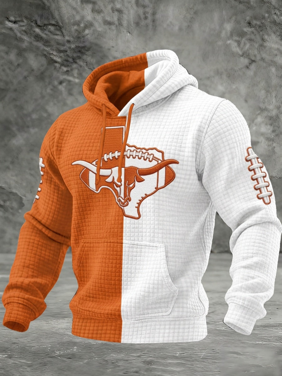 Men'S Football Printed Casual Waffle Hoodie