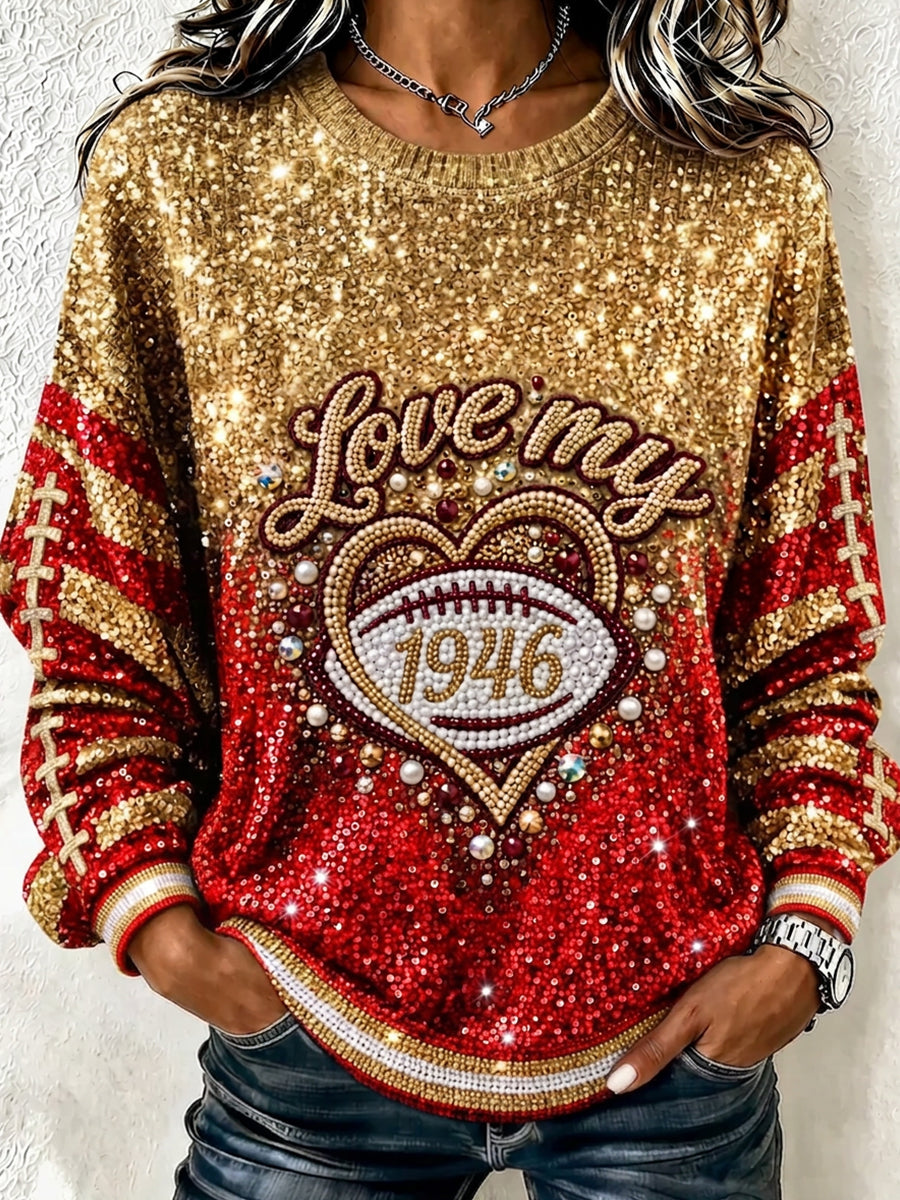 Women's Football Printed Casual Sweatshirt