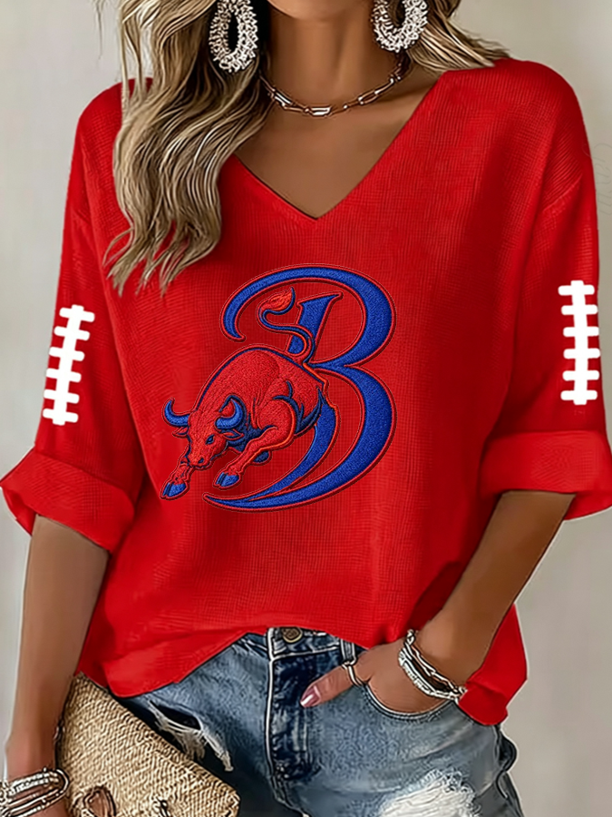 Women's Go Football Waffle Top