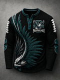 Men'S Casual Football Printed Waffle Top