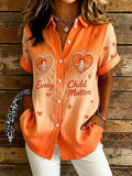 Women'S Orange Shirt With Daily Print T-Shirt