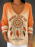 Women's Orange Shirt Day Print Knit Sweater