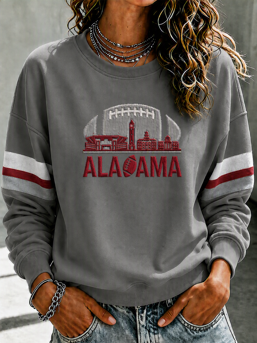 Women'S Retro Football Round Neck Sports Shirt