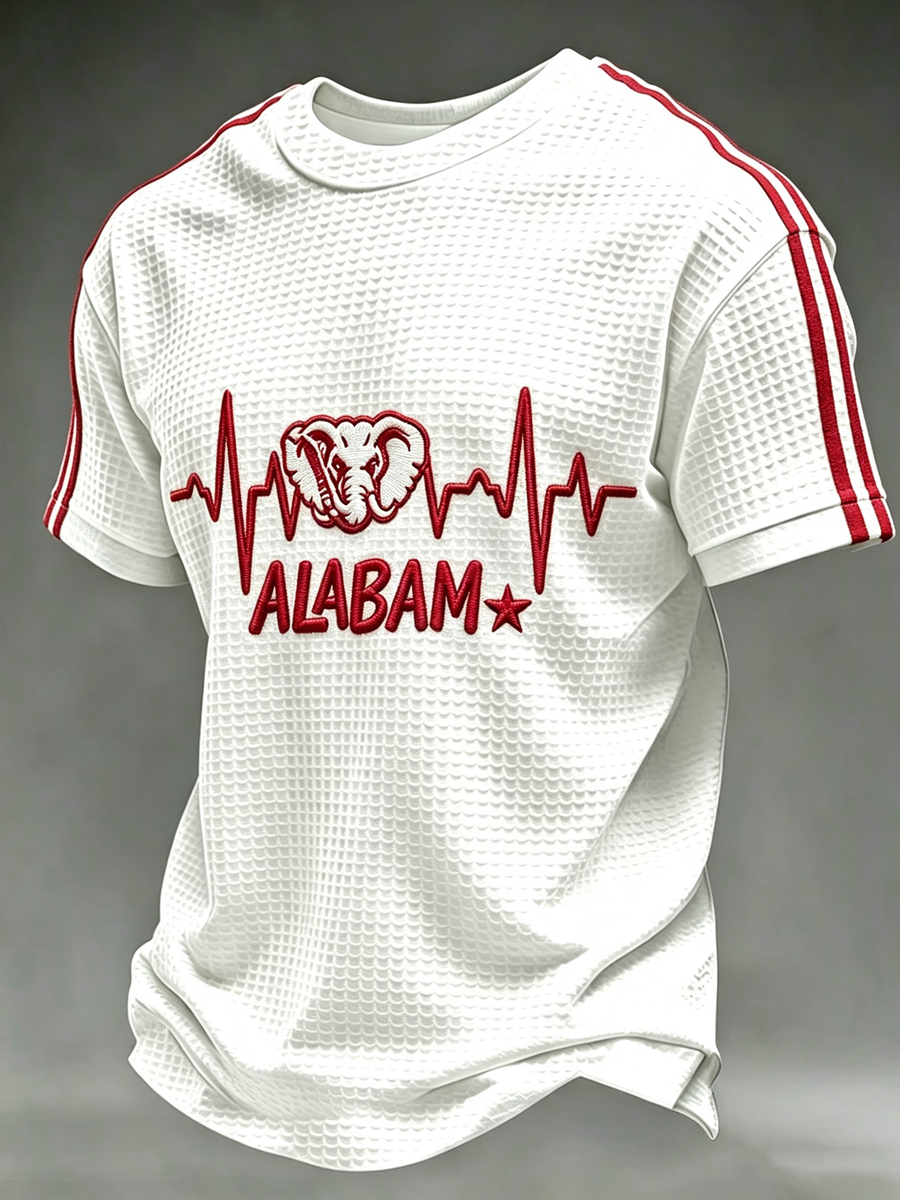 Men's University Football Print Waffle T-shirt