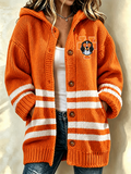 Women's Football Printed Casual Cardigan