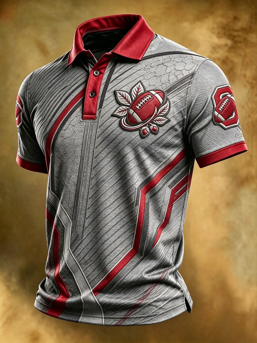 Men'S Retro Rugby Collar Polo T-Shirt