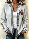 Women's Football Fans Printed Knitted Cardigan Top