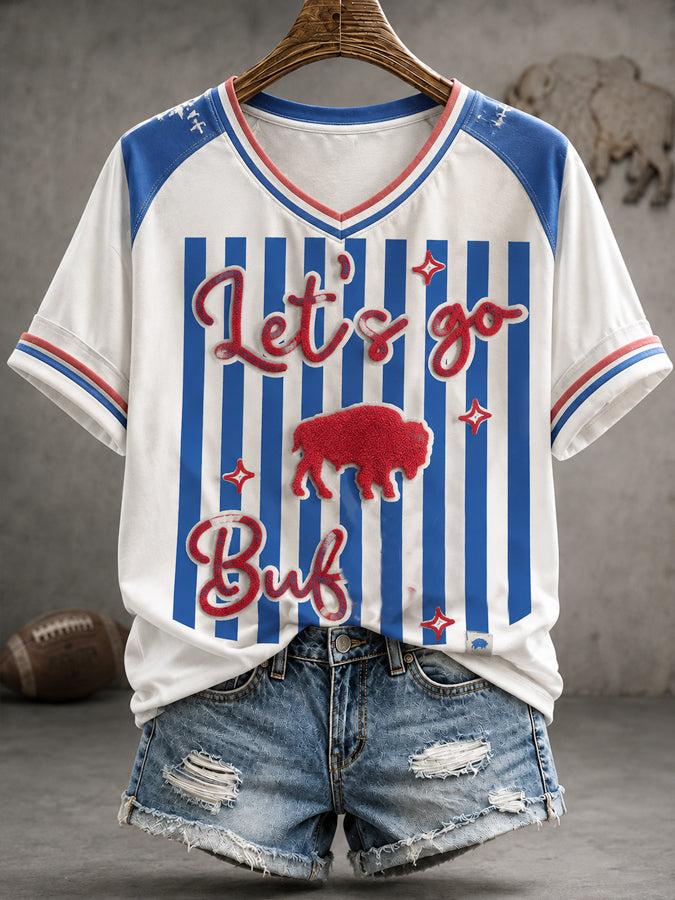 Women's Football Bulls Bills Lover Go Good Printed T-shirt