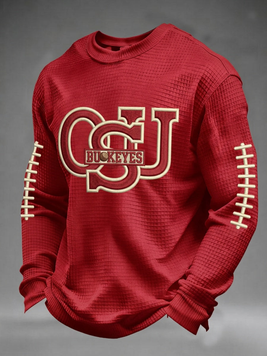 Men'S Football Printed Waffle Sweatshirt