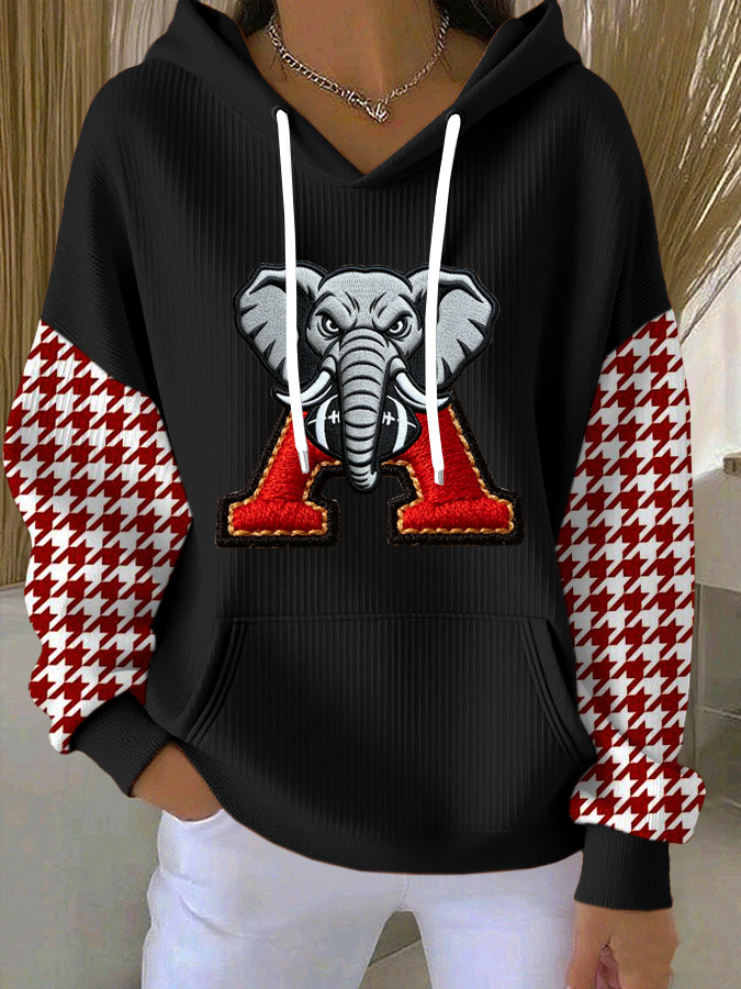 Women'S Football Print Hooded Sweatshirt