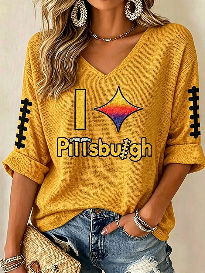 Women'S Football Casual Printed Top