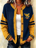 Women's Football Fans Printed Knitted Cardigan Top
