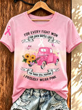 Women'S Pink Art Printed Casual T-Shirt