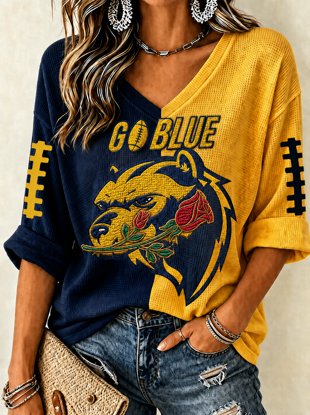 Women's Rugby Print Waffle T-Shirt