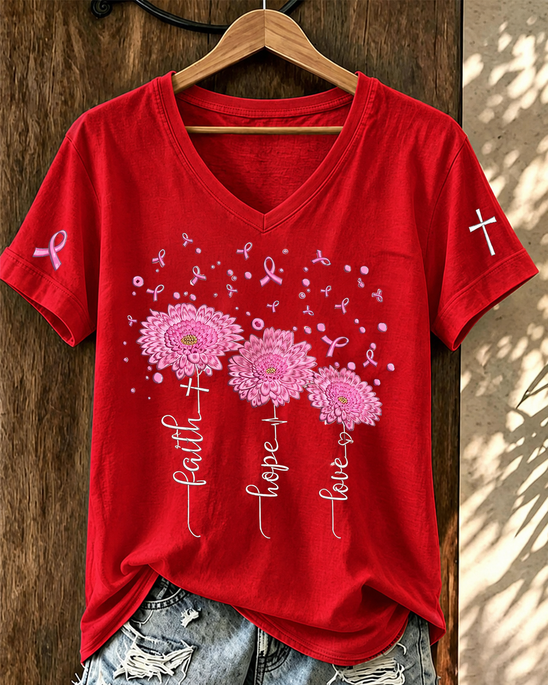 Women'S Belief And Breast Cancer Promotion Printed Casual T-Shirt
