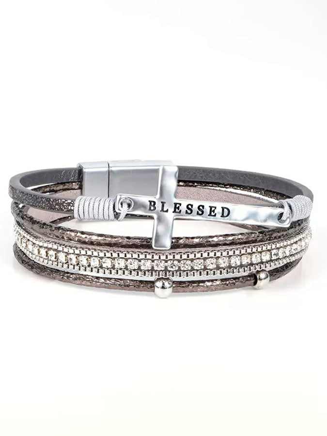 Breast Cancer Prevention And Control Propaganda Belief Cross Multi Layer Bracelet
