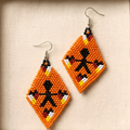 Every Child Matters Handmade Orange Beaded Earrings – Diamond Seed Bead Awareness Jewelry
