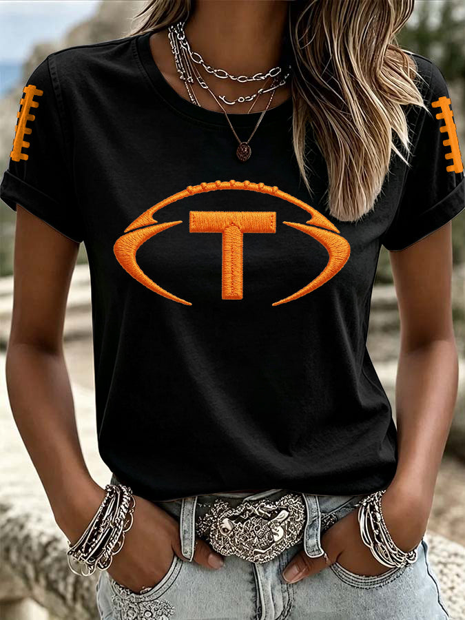 Women'S Retro Football Printed T-Shirt