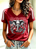 Women's Football Print V-Neck T-Shirt