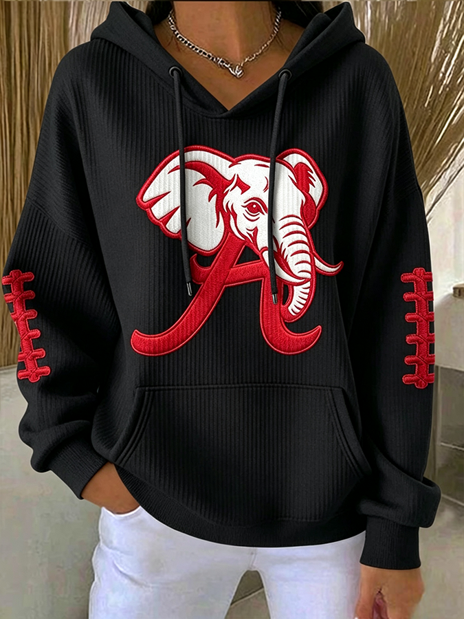 Women'S Rugby Printed Hooded Sweatshirt