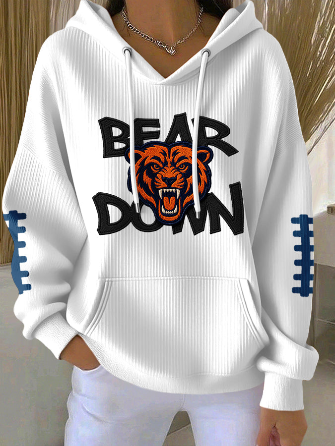 Women'S Football Print Hooded Sweatshirt