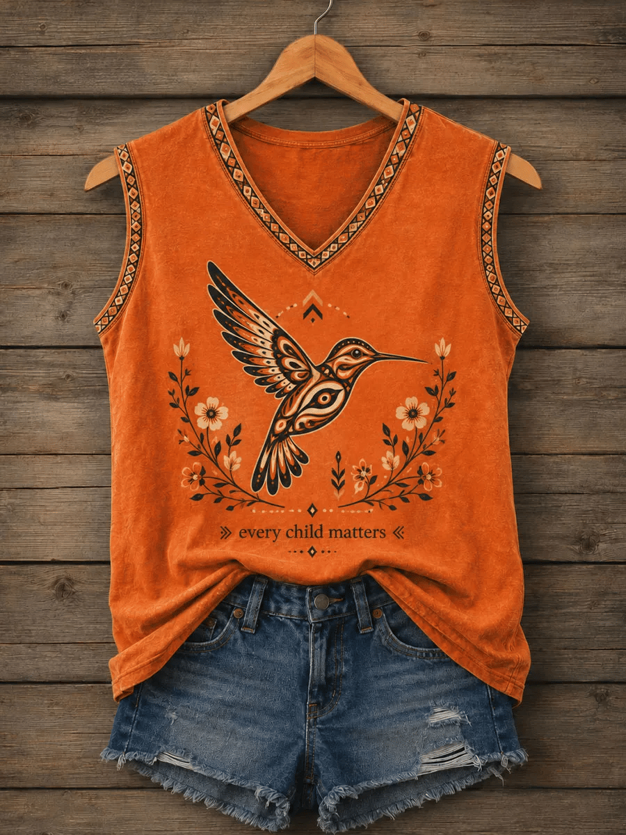 Women's Orange Shirt Day Print Casual Vest